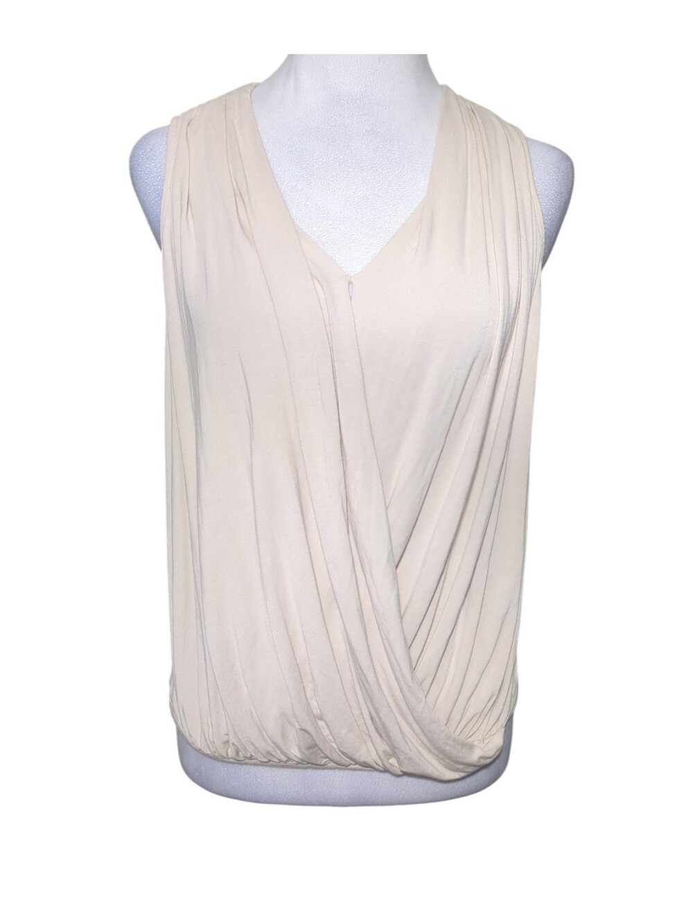 Ark & Co Cream Draped V-Neck Sleeveless Top Size S